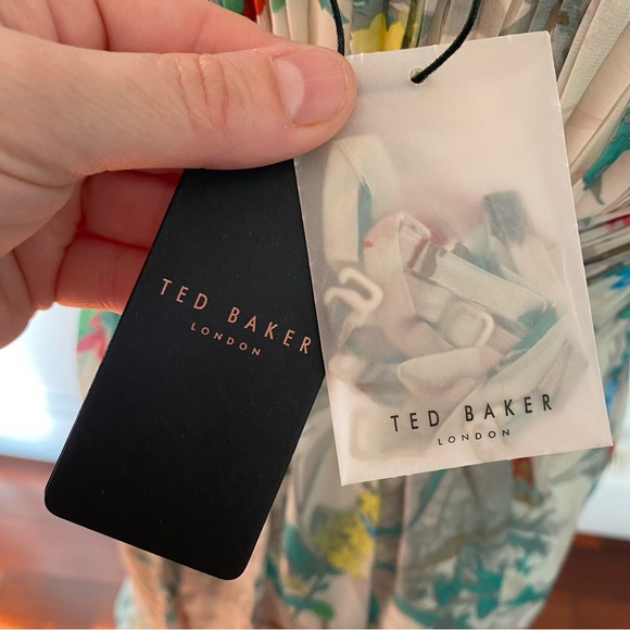 TED BAKER Chiffon Strapless or Strap Full Length Dress NWT Sz 3 Sz 8 US - Picture 7 of 9